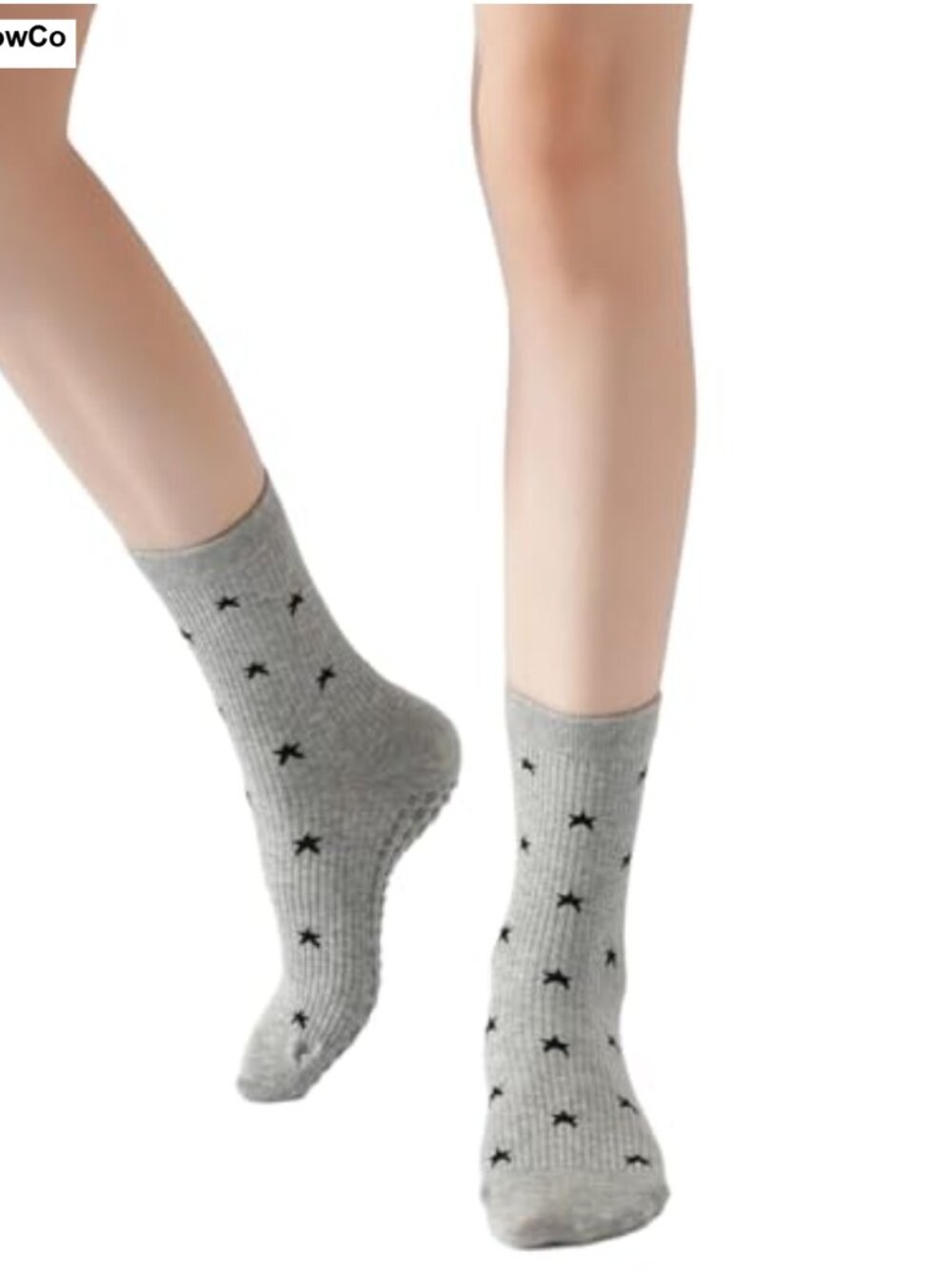 Women's Yoga Pilates Socks Non Slip Grips Crew Mid Calf Cotton Polyester